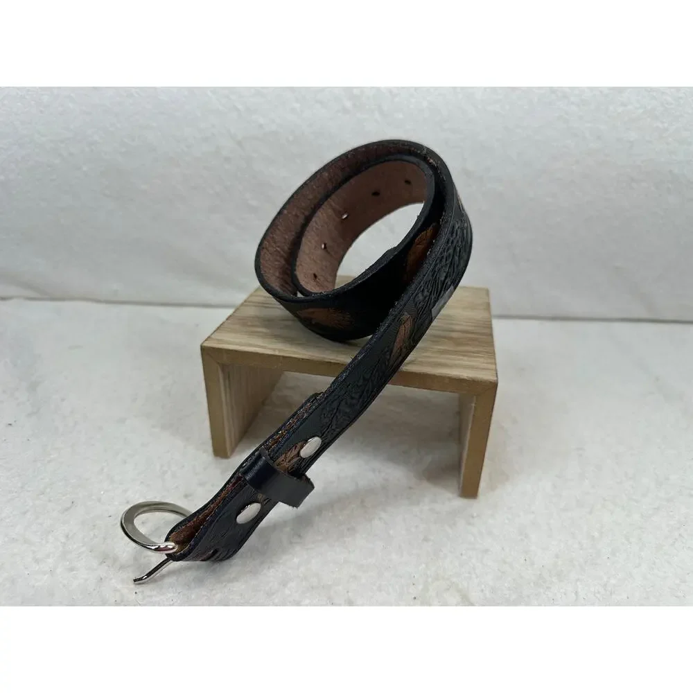 Eagle Tooled Vintage Leather Belt Men's SZ Small